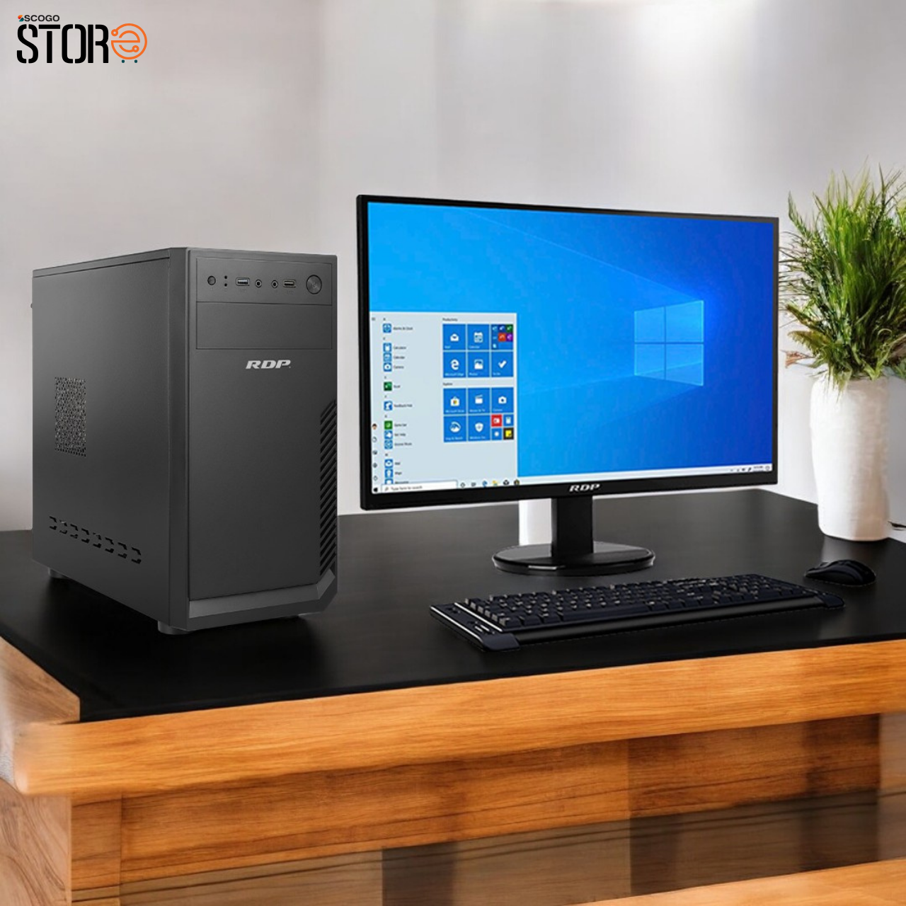 RDP Desk PC 12 I 8GB DDR4 RAM (Expandable upto 32GB) I 128GB SSD Storage (Expandable upto 1TB)  I 500GB HDD Storage (Expandable upto 1TB 7200 RPM) I Integrated Graphic Card I Windows 11 Pro I 19.5' to 24' FHD Display I Wired KB & Mice