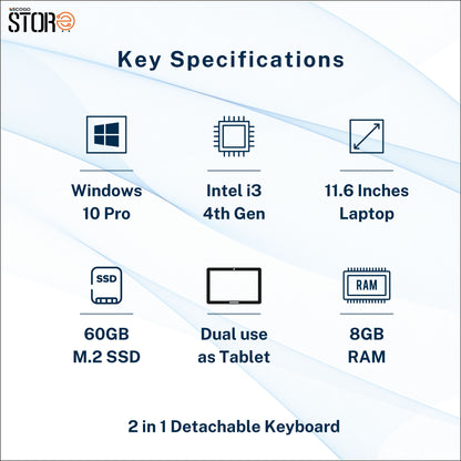 Acer Aspire Switch 2 in 1 detachable keyboard 4th Gen Intel Core i3 Laptop (4 GB RAM/60 GB M.2 SSD/11.6" Touch display/Windows 8.1 Pro LIC OS / Webcam)