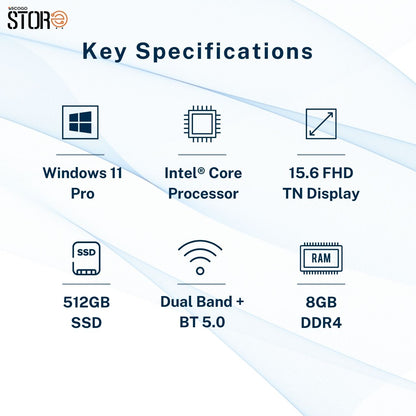 RDP ThinBook I 8GB RAM I 512 GB SSD Storage I Windows 11 Pro I 15.6' TN FHD Display I Intel Core Processor